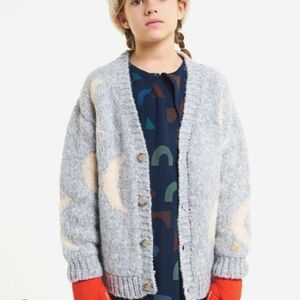 Bobo Choses Moon Jaquard Cardigan Grey Cream 10-11 years